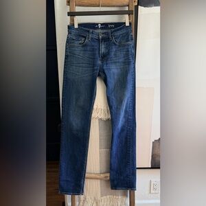 7 For All Mankind Men's Straight Jeans in Dark Blue Wash